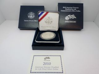 2010 American Veterans Disabled For Life Proof Silver Dollar - - photo