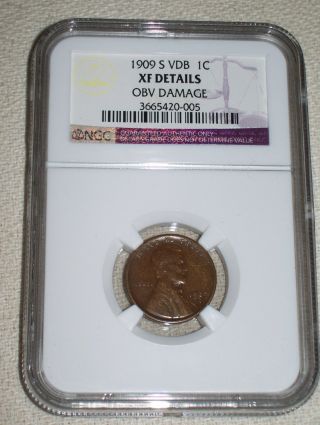 1909 - S Vdb Lincoln Cent Ngc Graded Xf Details Key Date Low Mintage photo