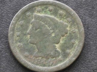 1849 Braided Head Large Cent T8446 photo