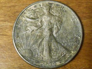 1939d Walking Liberty Half Dollar 50 Cents Toned Uncirculated Unc photo
