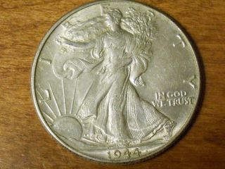 1944 P Walking Liberty Half Dollar 50 Cents Toned Au Almost Uncirculated Unc photo