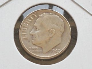 1947 - P Roosevelt Dime 90% Silver U.  S.  Coin D0008 photo