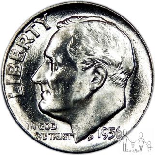 1956 (p) Gem Bu Unc Roosevelt Silver Dime 10c Us Coin A37 photo