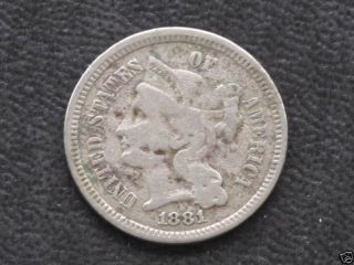 1881 Three Cent Nickel T8440 photo