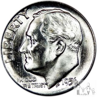 1956 (p) Gem Bu Unc Roosevelt Silver Dime 10c Us Coin A39 photo