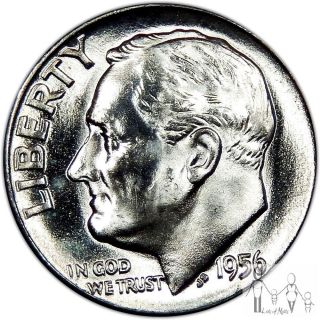 1956 (p) Gem Bu Unc Roosevelt Silver Dime 10c Us Coin A40 photo