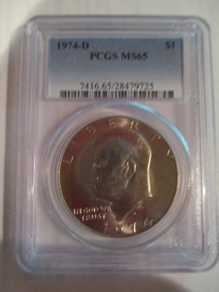 1974 D (ike) Eisenhower Dollar $1 Coin Pcgs Ms 65 Uncirculated Luster photo