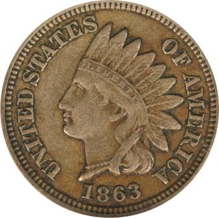 1863 1c Indian Head Cent Oak Wreath With Shield Civil War Date photo