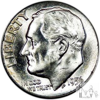1956 (p) Gem Bu Unc Roosevelt Silver Dime 10c Us Coin A42 photo