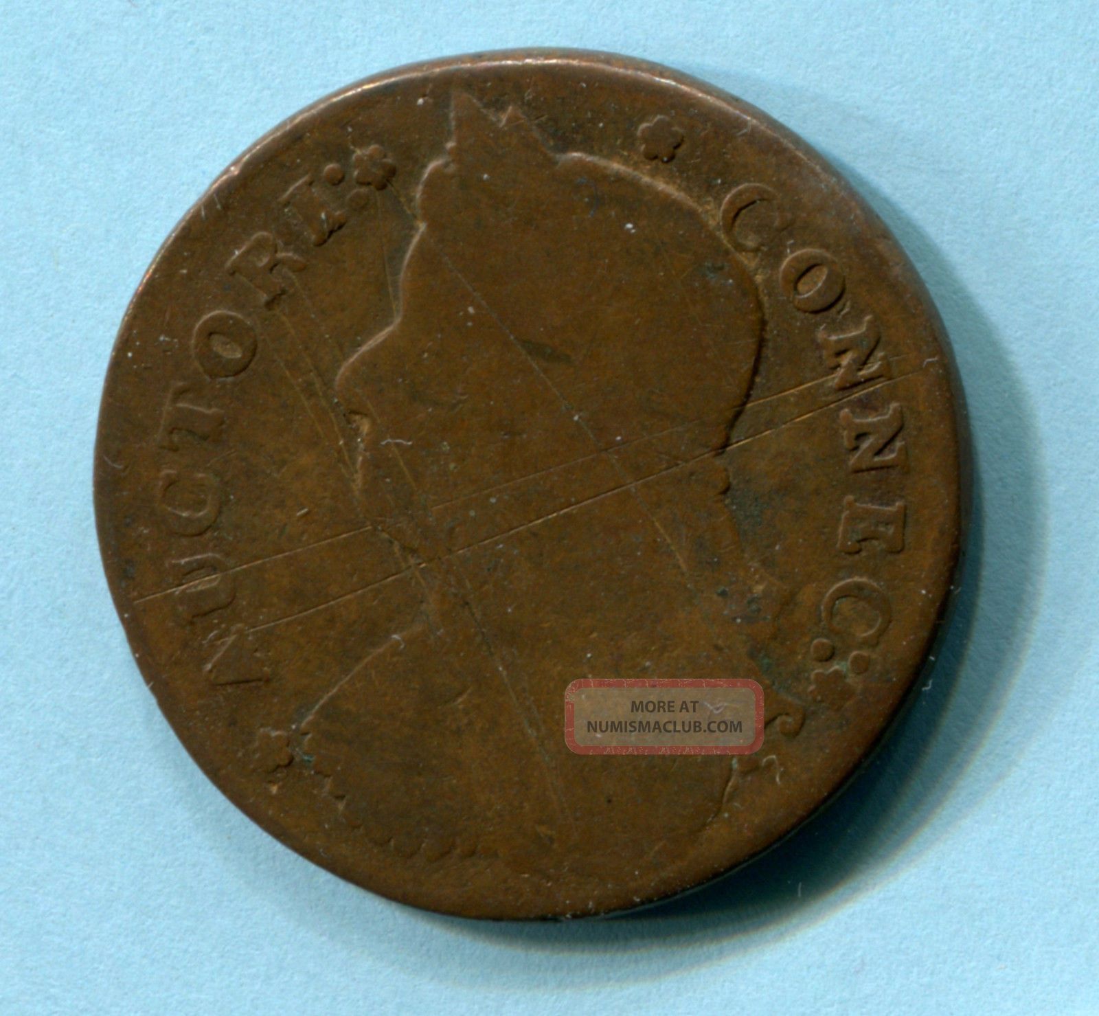 1787 Connecticut Colonial Copper Coin Fair To Ag