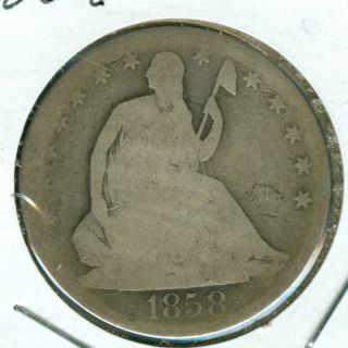 1858 Seated Liberty Half Dollar Good, photo