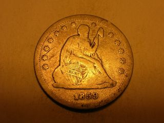 1859 Seated Liberty Quarter (abt.  Fine,  Overdate In 
