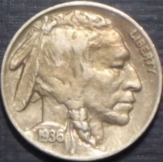 Rare 1936 - D Buffalo Nickel Full Date + Full Horn Quality Coin Look photo
