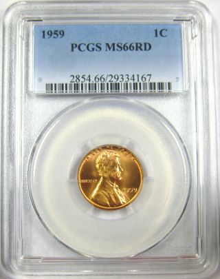 1959 Pcgs Ms66rd Lincoln Cent photo