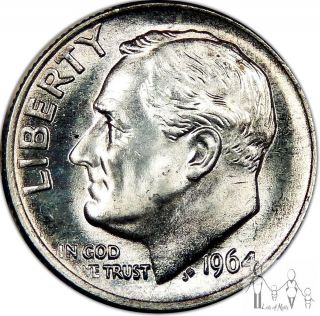 1964 (p) Gem Bu Unc Roosevelt Silver Dime 10c Us Coin A59 photo
