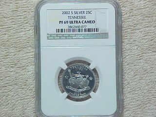 2002 S Proof Tennessee Silver State Quarter Coin Ngc Graded Pf69 Ultra Cameo photo