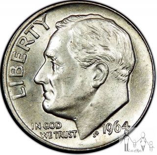 1964 D Gem Bu Unc Roosevelt Silver Dime 10c Us Coin A62 photo
