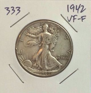 1942 Usa Walking Liberty Half Dollar,  Silver,  Circulated,  F - Vf 333 photo