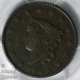 1824 Coronet Head Large Cent Pcgs Vf35 photo