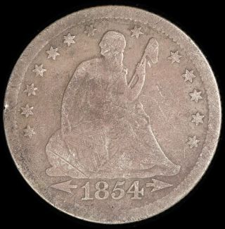 1854 - O With Arrows,  Seated Liberty Quarter,  Raw Uncertified Coin (1198) photo