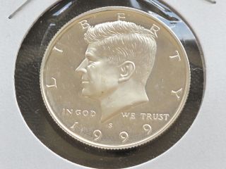 1999 - S Kennedy Half Dollar Dcam Proof 90% Silver U.  S.  Coin C9164 photo