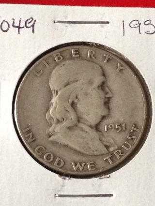 F049 ::1951 - S Franklin Liberty Silver Half Dollar Coin :: Fairhouse ::auction Hq photo