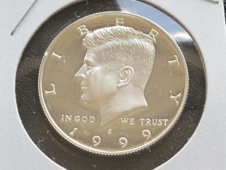 1999 - S Kennedy Half Dollar Dcam Proof 90% Silver U.  S.  Coin C9166 photo