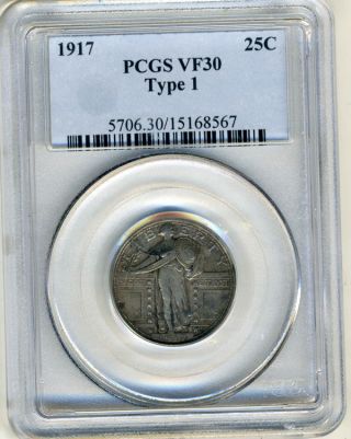 1917 P Type 1 Standing Liberty Quarter Graded Vf 30 By Pcgs photo