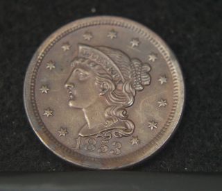 1853 Braided Hair Large Cent Choice Unc (b8128) photo