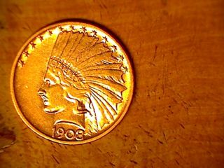 1908 D Eagle No Motto Key Date $10 Indian Gold photo