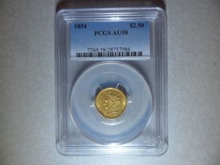 1854 $2.  50 Gold Quarter Eagle Pcgs Au - 58 photo