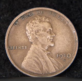 1910 - S Lincoln Cent Higher Grade (b8146) photo