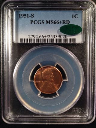 1951 - S Lincoln Wheat One Cent Pcgs Ms66+rd Cac   25339020 photo