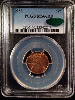 1953 Lincoln Wheat One Cent Pcgs Ms66rd Cac   25342243 photo