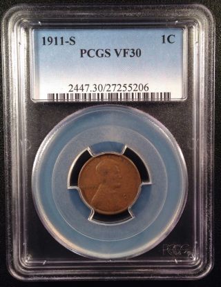1911 - S Lincoln Wheat One Cent Pcgs Vf30    27255206 photo