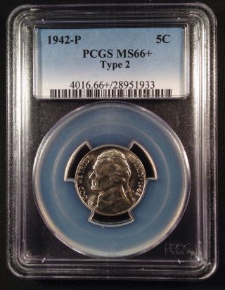 1942 Jefferson Nickel Five Cent Pcgs Ms66+    28951933 photo