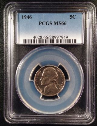 1946 Jefferson Five Cent Nickel Pcgs Ms66   28997949 photo