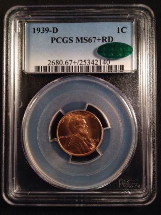 1939 - D Lincoln Wheat One Cent Pcgs Ms67+rd Cac   25342140 photo