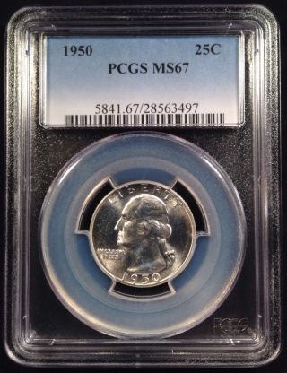 1950 Washington Quarter Dollar Pcgs Ms67    28563497 photo