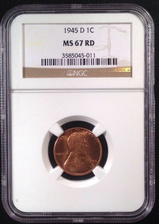 1945 - D Lincoln Wheat Cent Ngc Ms67rd    3585045 - 011 photo