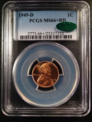 1949 - D Lincoln Wheat One Cent Pcgs Ms66+rd Cac   25337352 photo