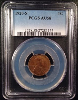 1920 - S Lincoln Wheat One Cent Pcgs Au58   27281155 photo
