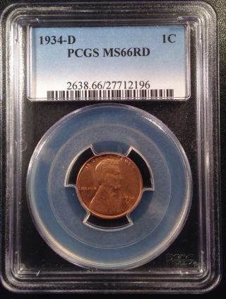 1934 - D Lincoln Wheat One Cent Pcgs Ms66rd    27712196 photo