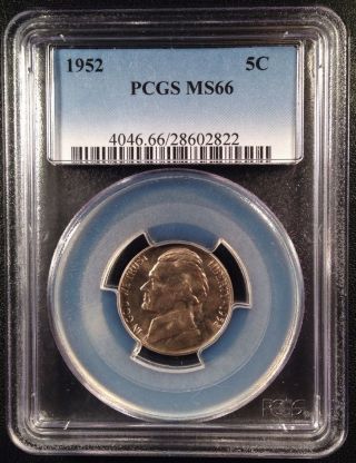 1952 Jefferson Five Cent Nickel Pcgs Ms66   28602822 photo