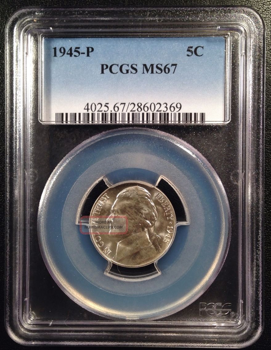 1945 Jefferson Five Cent Nickel Pcgs Ms67 28602369