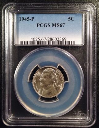 1945 Jefferson Five Cent Nickel Pcgs Ms67   28602369 photo