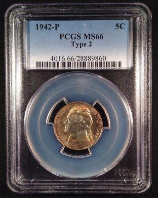 1942 Jefferson Nickel Five Cent Pcgs Ms66 Type 2   28889860 photo