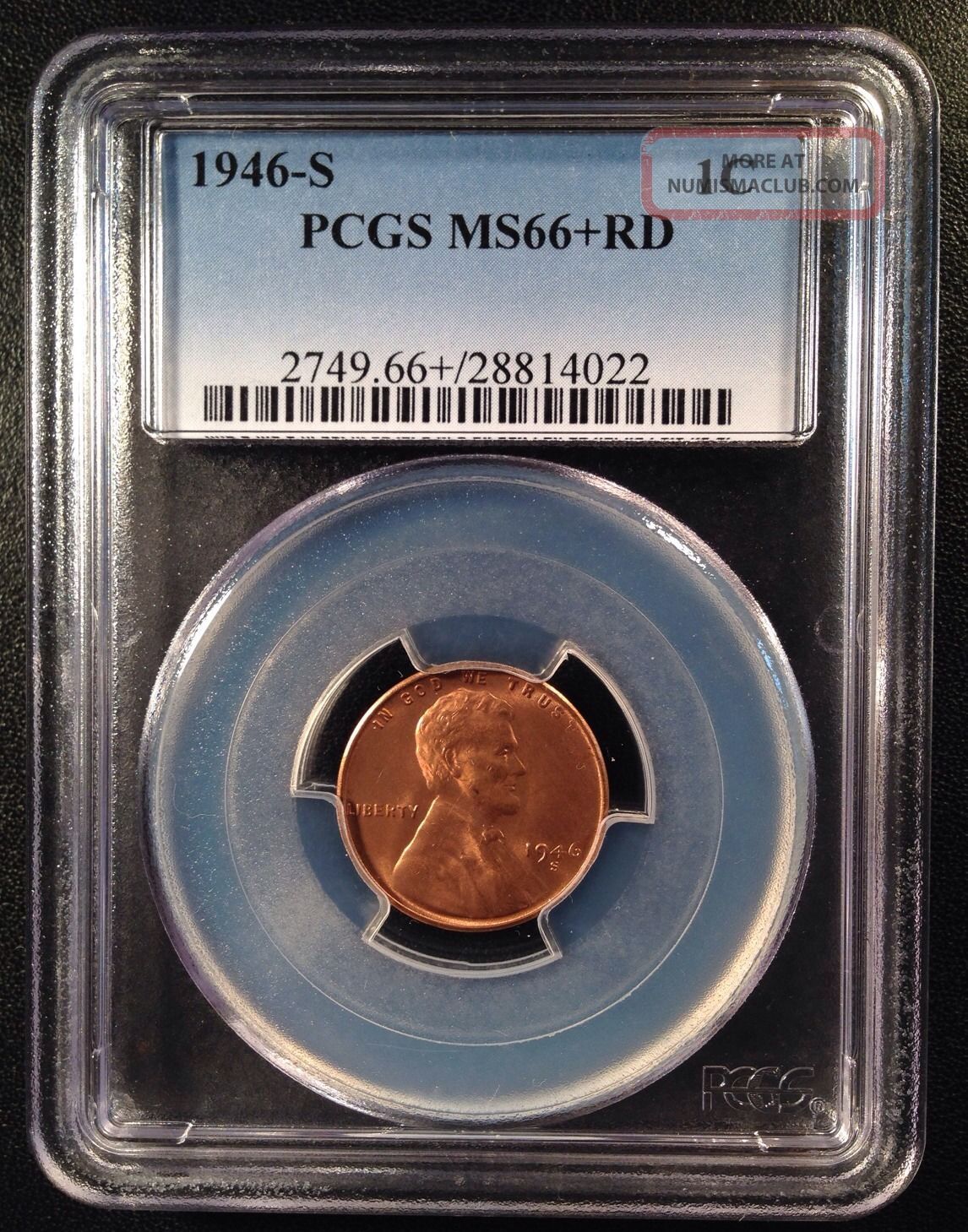 1946 S Lincoln Wheat One Cent Ms66+rd 28814022