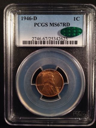 1946 - D Lincoln Wheat One Cent Pcgs Ms67rd Cac   25342625 photo