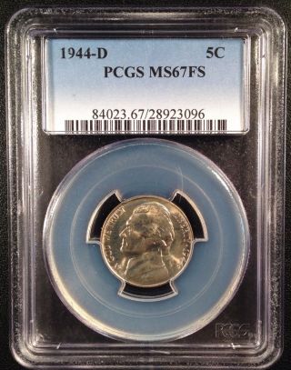 1944 - D Jefferson Nickel Five Cent Pcgs Ms67fs   28923096 photo
